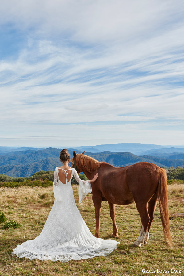 grace loves lace bridal 2015 francis long sleeve french lace v neck wedding dress open back view train