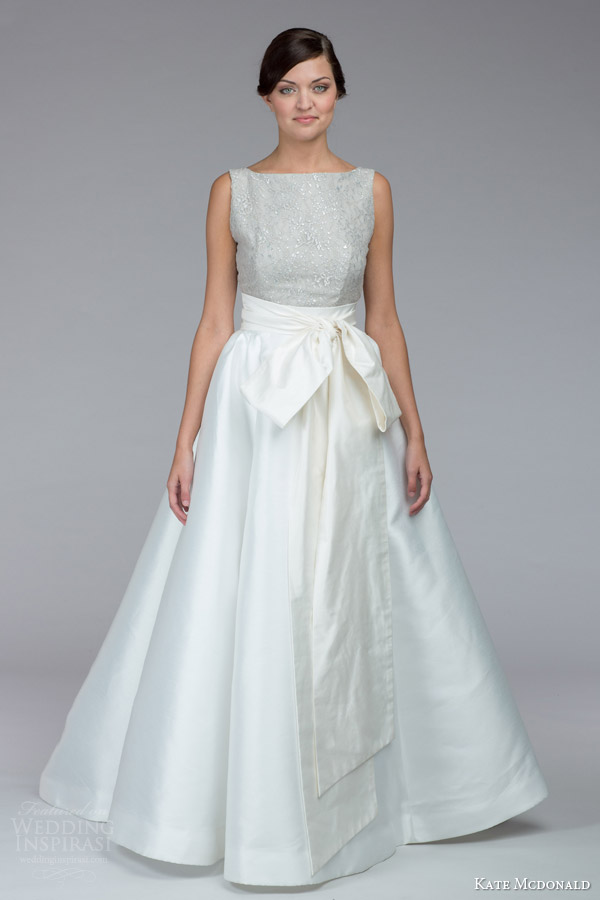 kate mcdonald bridal fall 2015 amanda sleeveless short wedding dress overskirt