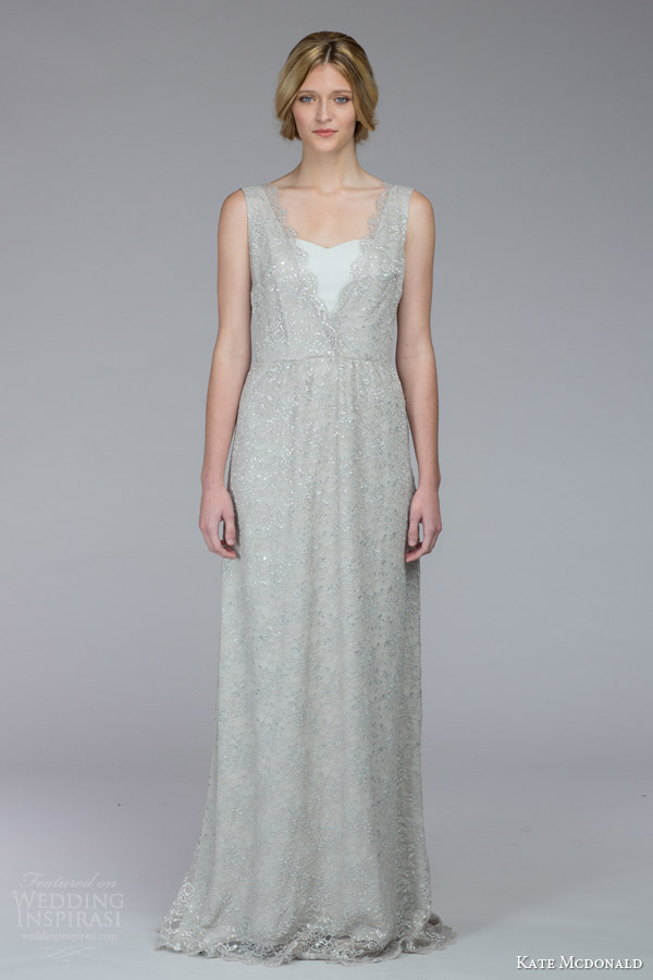 kate mcdonald bridal fall 2015 buchanan silver lace sleeveless wedding dress