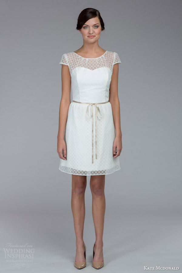 kate mcdonald bridal fall 2015 erin cap sleeve mini wedding dress