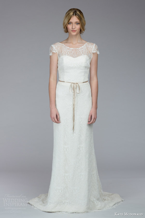 kate mcdonald bridal fall 2015 stanwyck illusion cap sleeve lace sheath wedding dress kate mcdonald bridal fall 2015 stanwyck illusion cap sleeve lace sheath wedding dress
