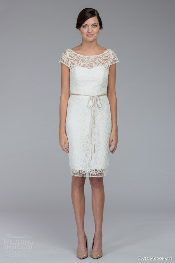 kate mcdonald bridal fall 2015 tierney illusion cap sleeve lace knee length wedding dress kate mcdonald bridal fall 2015 tierney illusion cap sleeve lace knee length wedding dress
