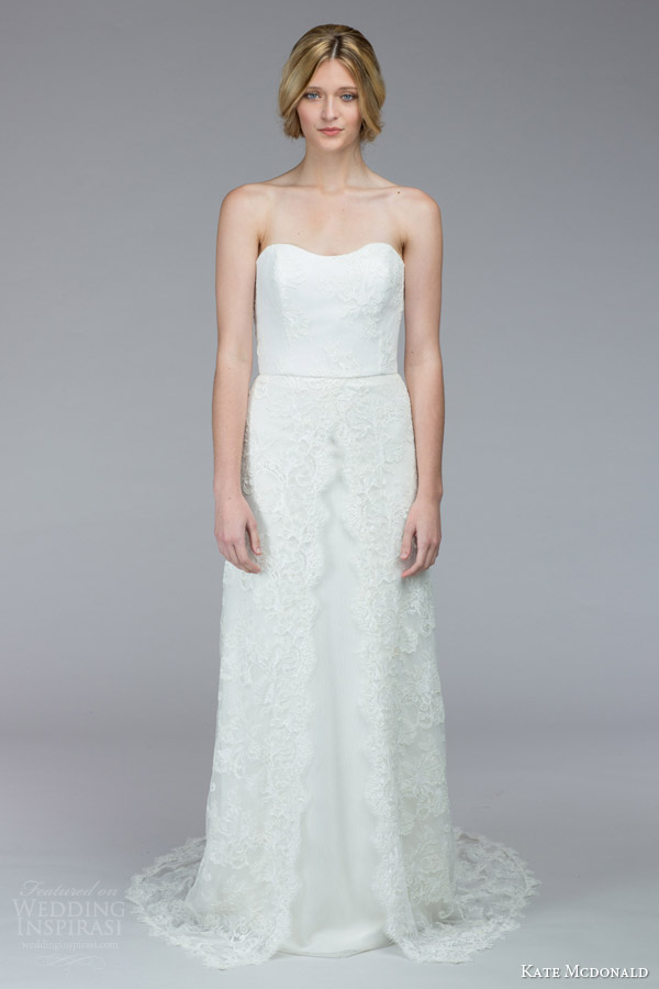 kate mcdonald bridal fall 2015 waring strapless lace wedding dress sweetheart neckline