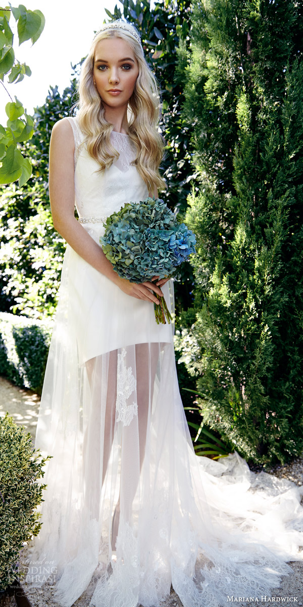 mariana hardwick bride 2015 ivy lace tulle sleeveless overlay finely gathered skirt scalloped hem zoom