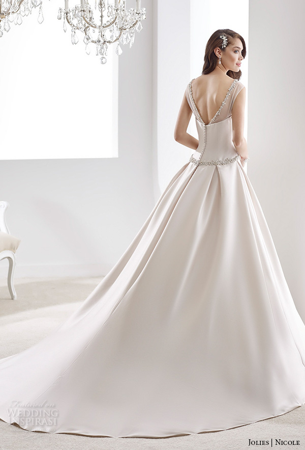 nicole jolies 2016 wedding dresses sleeveless sheer boat neckline satin a line wedding dress joab16489 back up