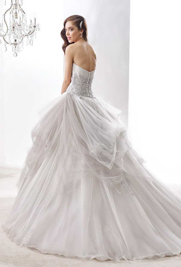 nicole jolies 2016 wedding dresses strapless sweetheart neckline beautiful gray ball gown wedding dress joab16405 back view