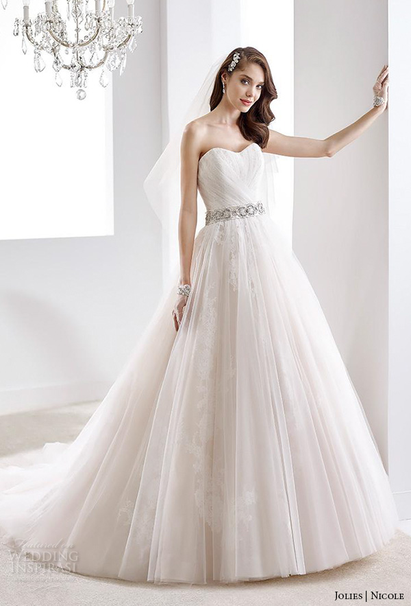 nicole jolies 2016 wedding dresses strapless sweetheart neckline pretty tulle wedding dress joab16519