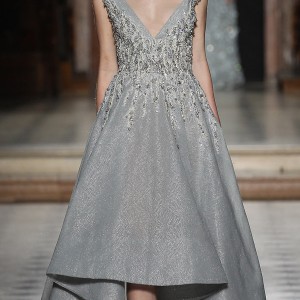 tony ward couture fall winter 2015 2016 look 13 high low skirt off shoulder dress illusion v neckline