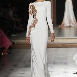 tony ward couture fall winter 2015 2016 look 21 long sleeve bateau neck haute couture gown embellished
