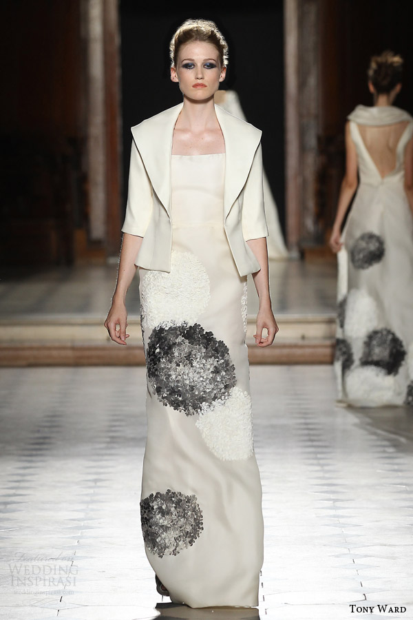 tony ward couture fall winter 2015 2016 look 29 haute couture column dress half sleeve jacket