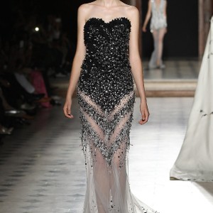 tony ward couture fall winter 2015 2016 look 31 strapless sweetheart black haute couture gown sheer skirt