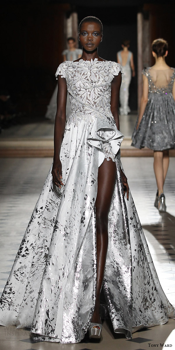 tony ward couture fall winter 2015 2016 look 36 cap sleeve haute couture wedding dress slit metallic skirt tony ward couture fall winter 2015 2016 look 36 cap sleeve haute couture wedding dress slit metallic skirt