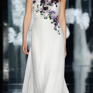 yolancris bridal 2016 fontanella strapless wedding dress pleated chiffon skirt mauve0purple 3d flower applique bodice