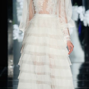 yolancris bridal 2016 francoli illusion top wedding dress tiered skirt