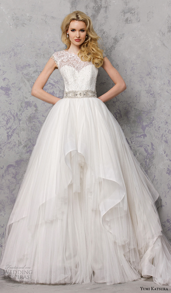 yumi katsura spring 2016 bridal sleeveless illusion jewel neckline ball gown wedding dress belinda