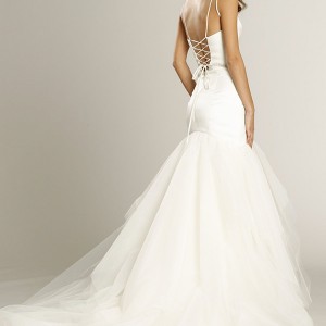 alvina valenta fall 2015 wedding dresses double spagetti strap sweetheart v neckline lace up v back silk satin organza mermaid wedding dress av9556 back view