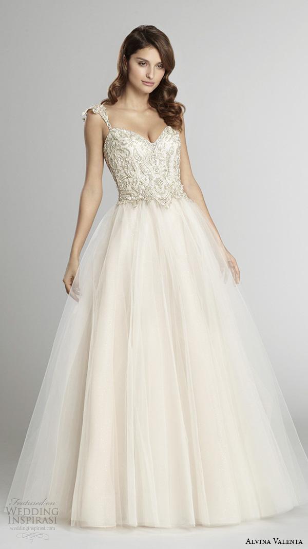 alvina valenta fall 2015 wedding dresses double spagetti strap sweetheart v neckline lace up v back silk satin organza mermaid wedding dress av9556 back view