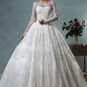amelia sposa 2016 wedding dresses bateau neckline lace long sleeves beautiful ball gown wedding dress diana