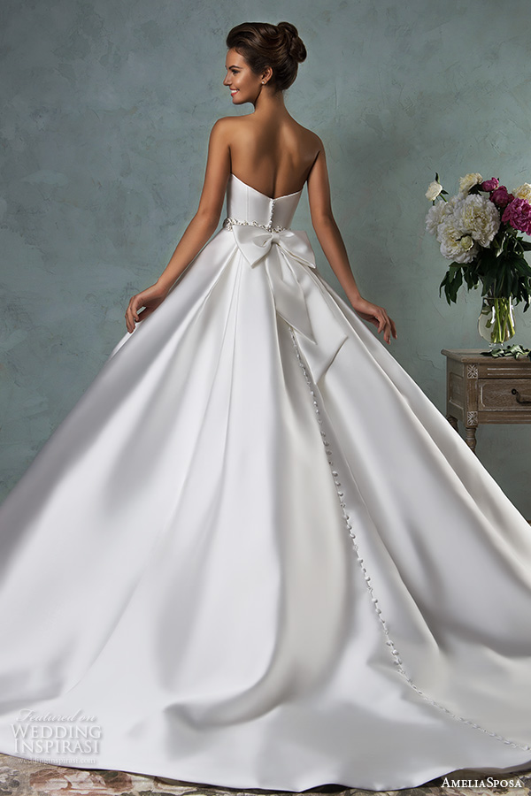 amelia sposa 2016 wedding dresses strapless sweetheart beautiful simple satin a line ball gown wedding dress melissa back