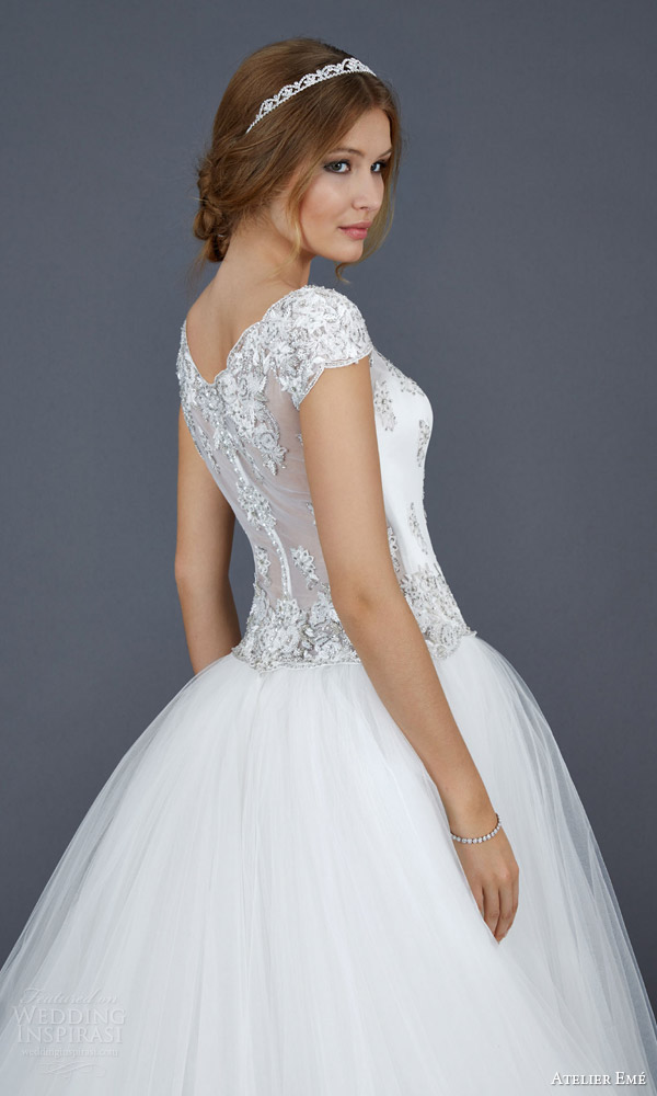 atelier eme aimee 2016 elide cap sleeve ball gown wedding dress illusion back view close up