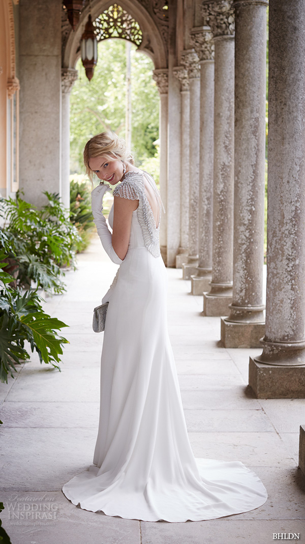 bhldn fall 2015 wedding dresses bateau neckline jeweled cap sleeves silk crepe jeweled back sheath wedding dress dylan