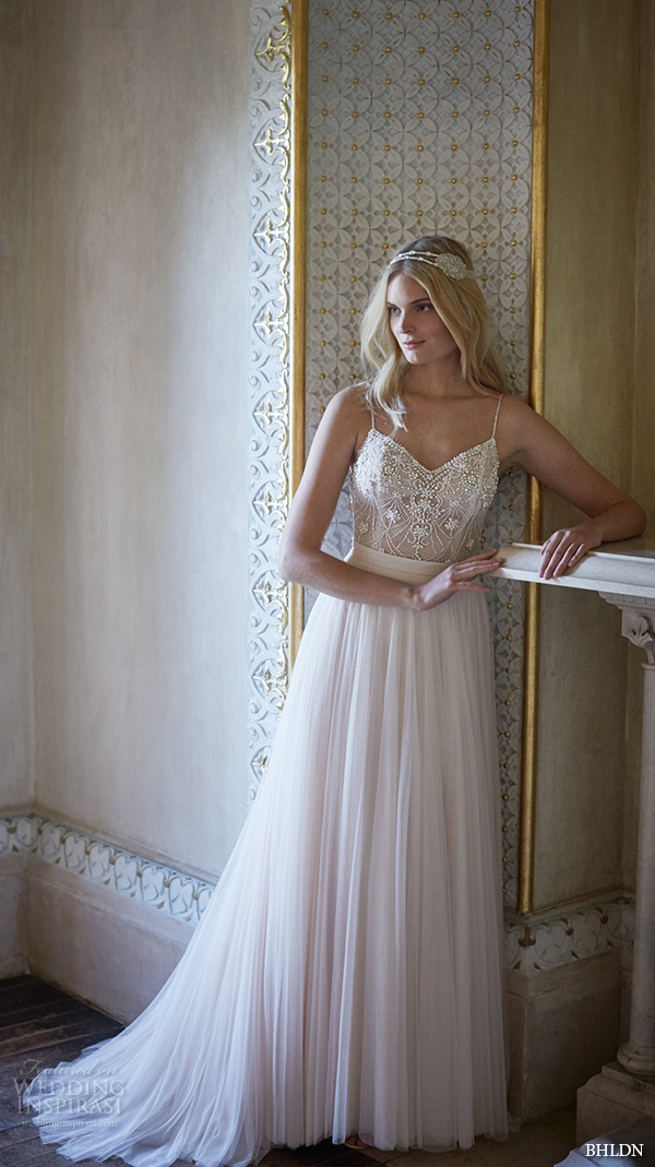 bhldn fall 2015 wedding dresses spagetti strap v neckline beaded ella bodysuit romantic ivory tulle skirt amora