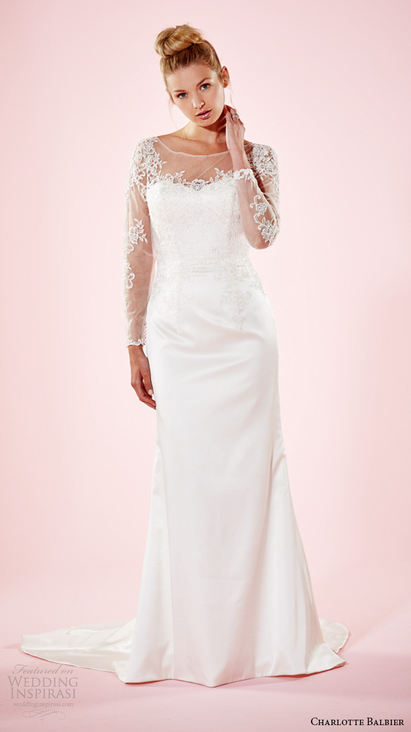 charlotte balbier 2016 bridal dresses bateau neckline illusion long sleeves keyhole back sheath wedding gown loveday