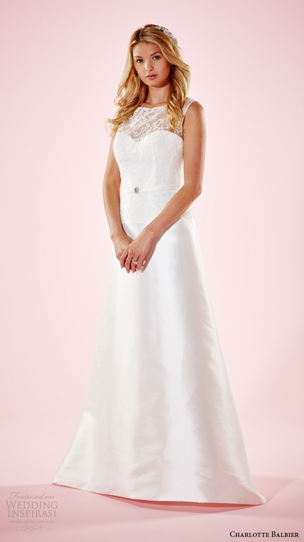 charlotte balbier 2016 bridal dresses bateau sheer neckline illusion lace back a line wedding gown lizzie