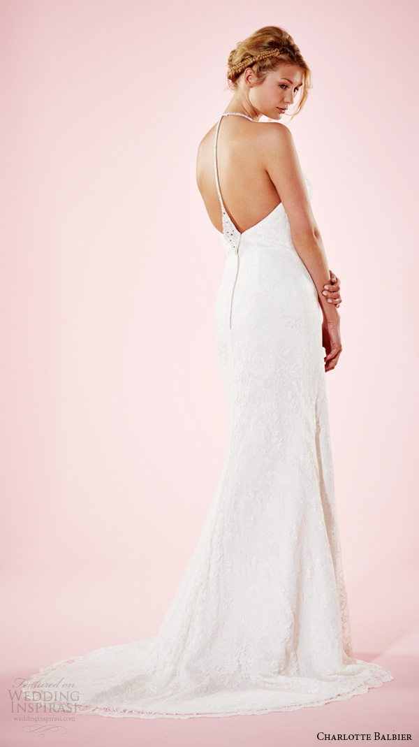 charlotte balbier 2016 bridal dresses halter neck floral prints beautiful sheath wedding gown erin back