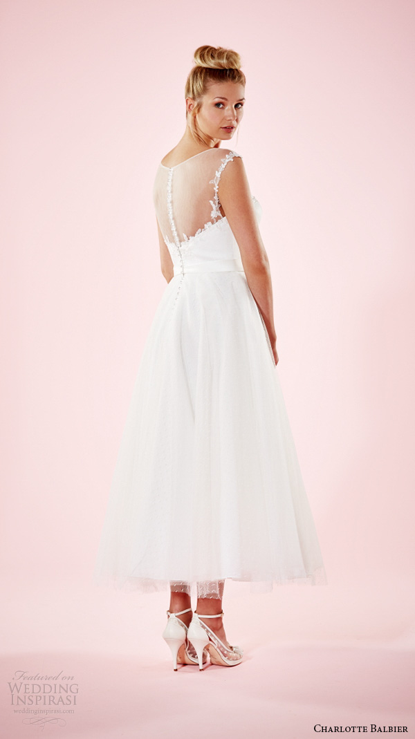 charlotte balbier 2016 bridal dresses illusion scoop neckline pretty ankle length short wedding gown kelly back