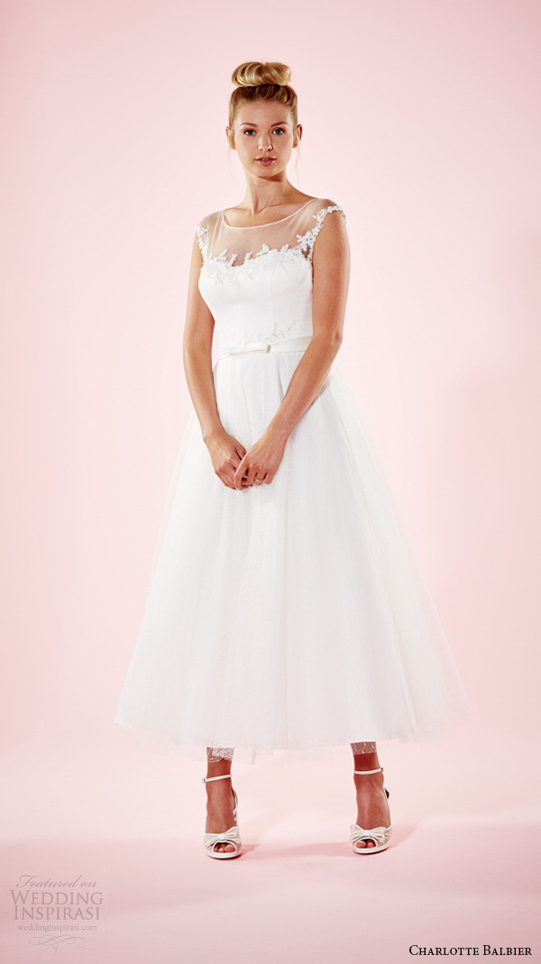 charlotte balbier 2016 bridal dresses illusion scoop neckline pretty ankle length short wedding gown kelly