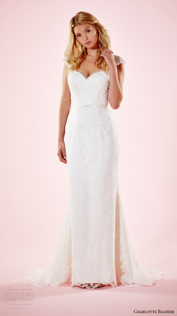 charlotte balbier 2016 bridal dresses lace cap sleeves sweetheart neckline beautiful sheath wedding gown samantha