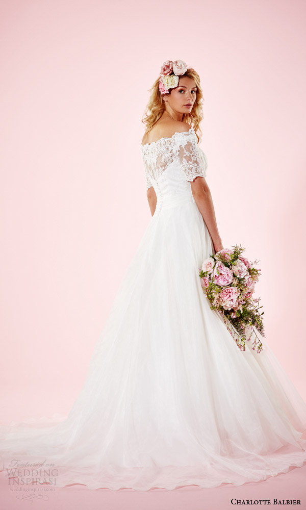 charlotte balbier 2016 bridal dresses off the shoulder half sleeves pretty a line wedding gown alexandria back train