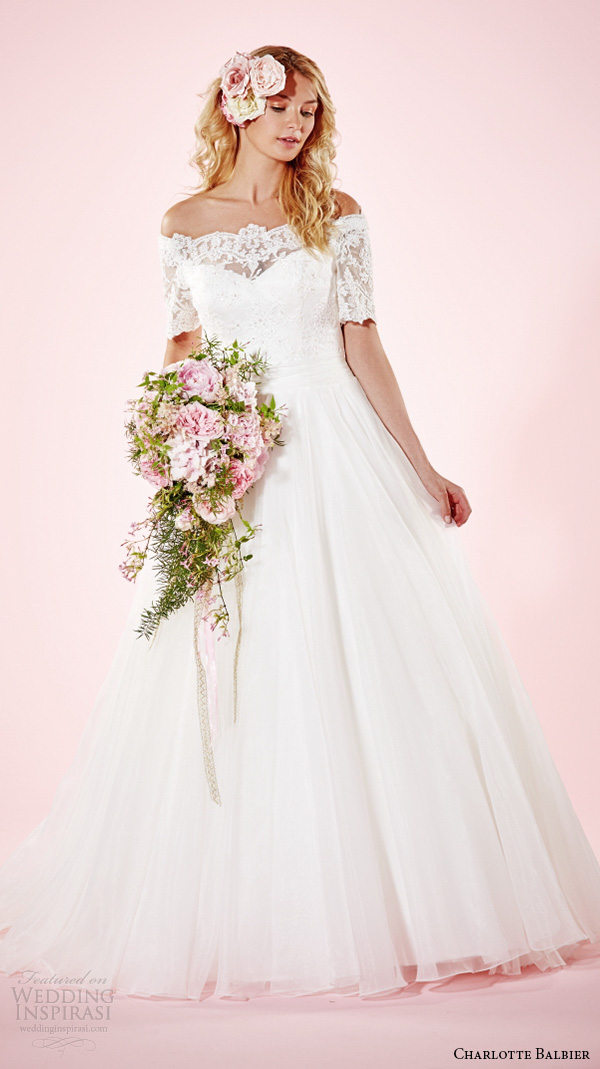 charlotte balbier 2016 bridal dresses off the shoulder half sleeves pretty a line wedding gown alexandria