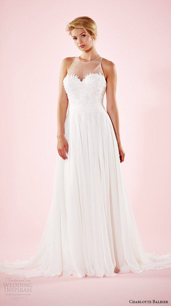 charlotte balbier 2016 bridal dresses sheer jewel neckline embroidered bodice flowy a line wedding gown willarose