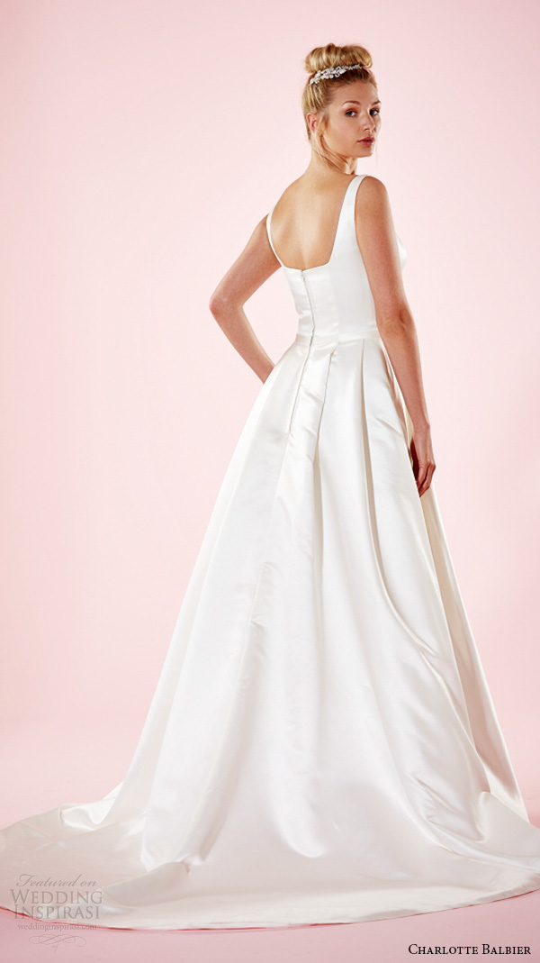 charlotte balbier 2016 bridal dresses strap square neckline simple satin a line wedding gown with pockets hanna back