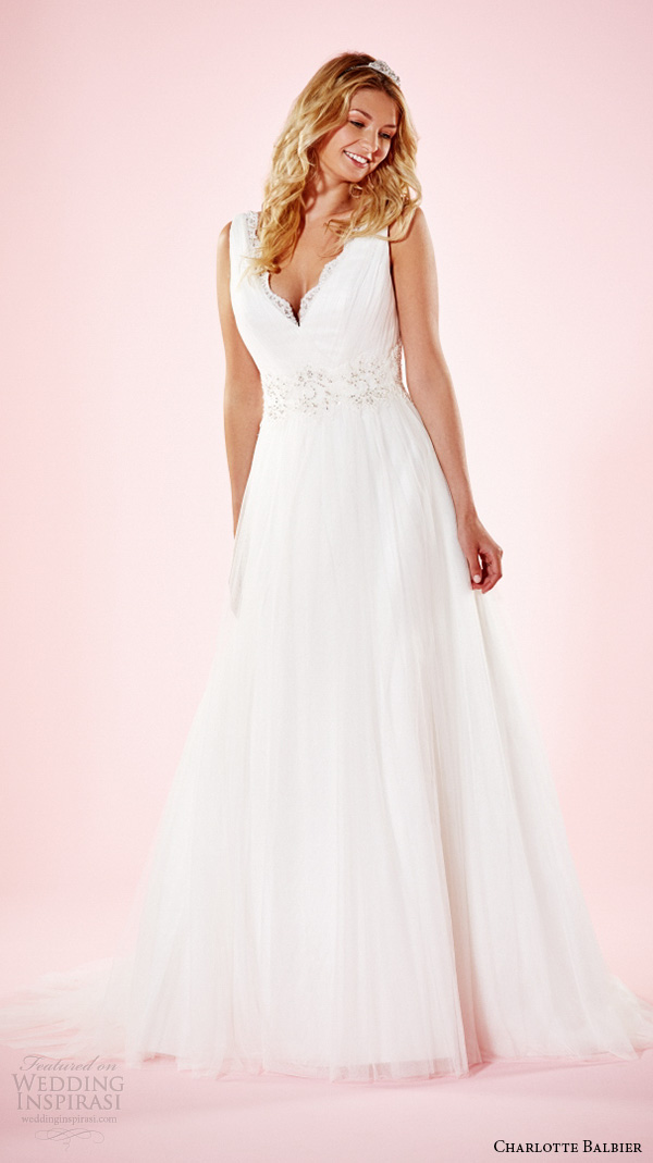 charlotte balbier 2016 bridal dresses thick strap v neckline beaded waist pretty a line wedding gown amba