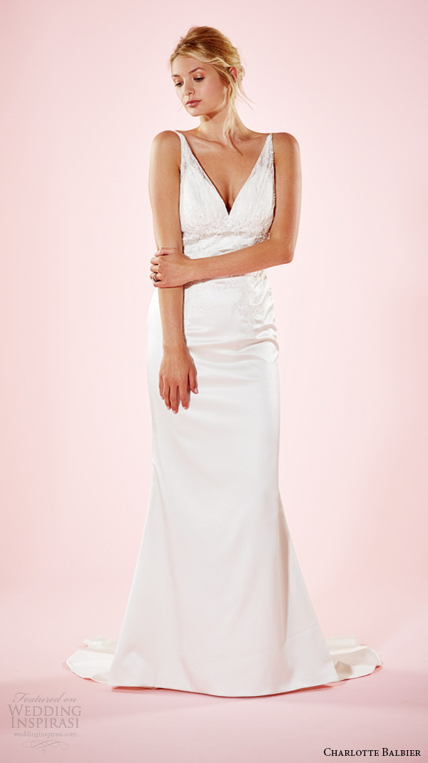 charlotte balbier 2016 bridal dresses v neckline with straps slim fit sheath wedding gown lola