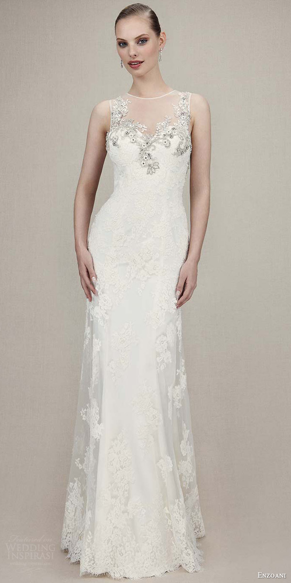 enzoani bridal 2016 kaitlyn sleeveless trumpet gown illusion neckline beaded bodice