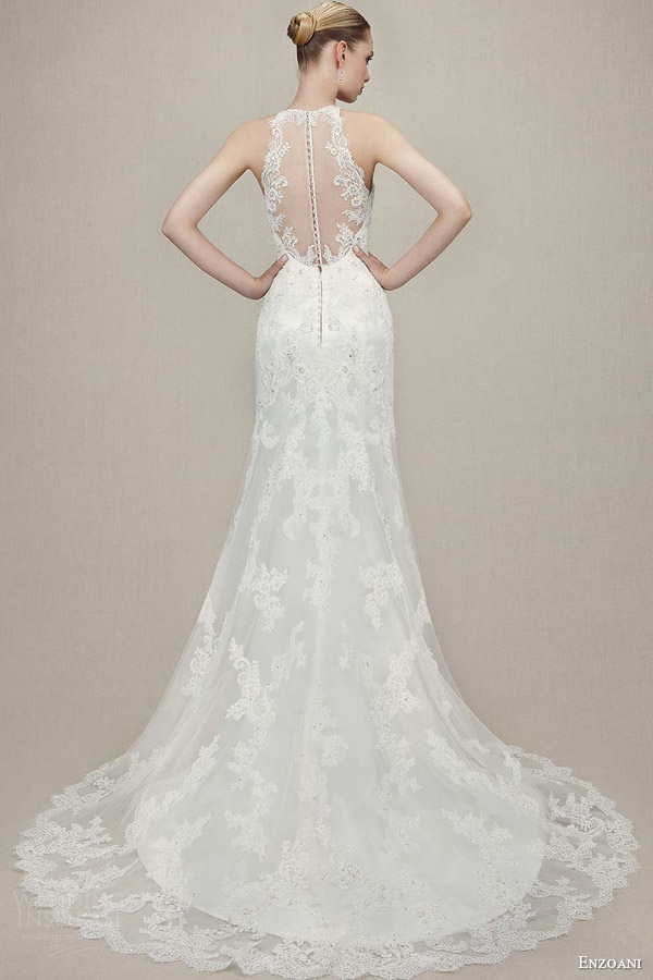 enzoani bridal 2016 kamila sleeveless trumpet wedding dress illusion halter neckline back view train