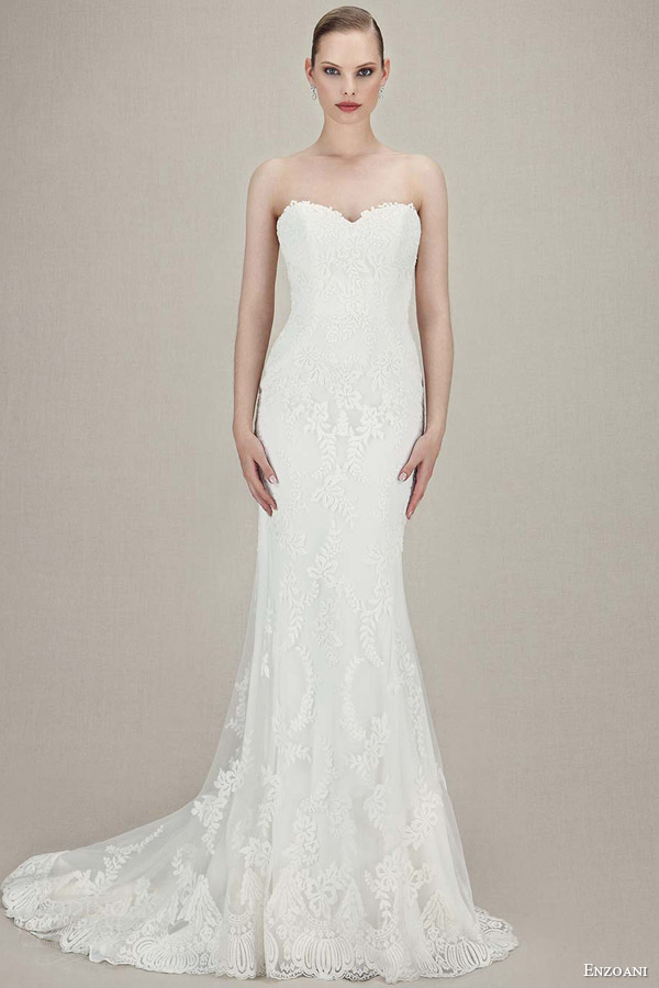 enzoani bridal 2016 karolina strapless sweetheart vintage lace tull mermaid wedding dress