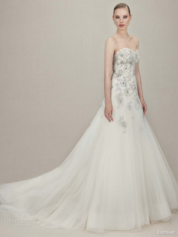 enzoani bridal 2016 kristin strapless sweetheart beaded embroidery over tulle wedding dress