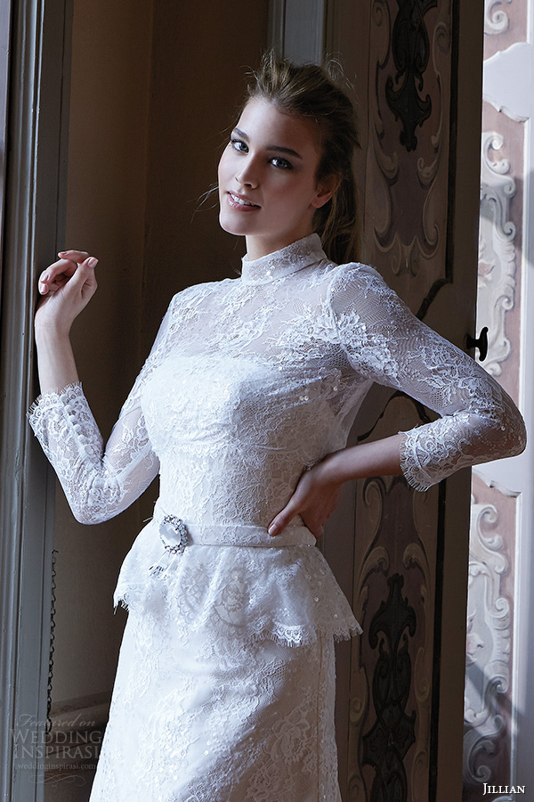 jillian 2016 wedding dresses high neck long sleeves beautiful tulle a line wedding dress camilla closeup