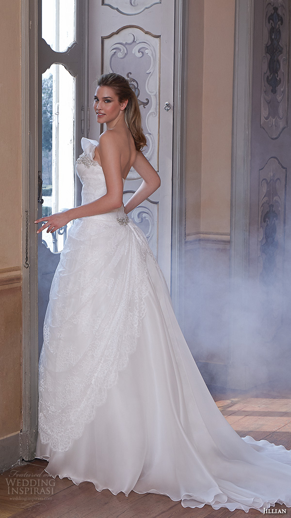 jillian 2016 wedding dresses strapless straight across  neckline drop waist a line wedding dress carrie back view