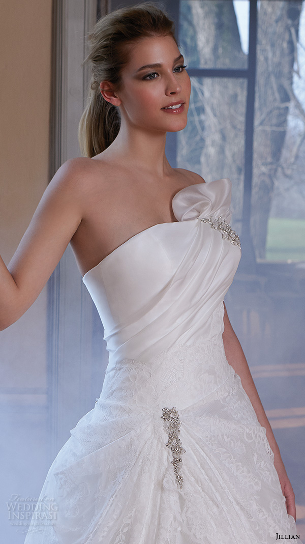 jillian 2016 wedding dresses strapless straight across  neckline drop waist a line wedding dress carrie close up