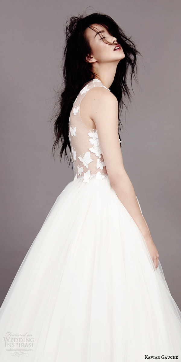 kaviar gauche couture bridal 2015 papillon d amour sleeveless wedding dress illusion bodice side view