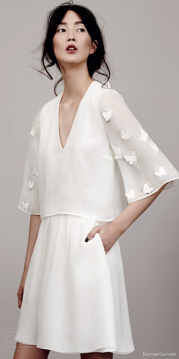 kaviar gauche couture bridal 2015 papillon sleeve mini dress kimono sleeves v neckline kaviar gauche couture bridal 2015 papillon sleeve mini dress kimono sleeves v neckline