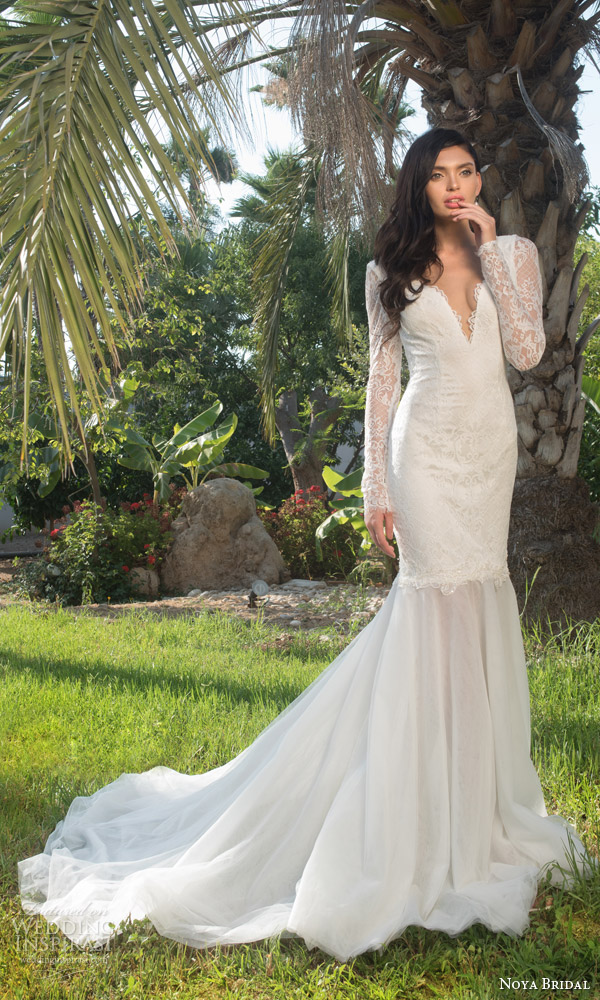 noya bridal riki dalal 2015 style 1102 illusion long sleeve mermaid wedding dress