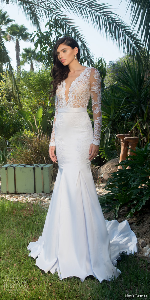 noya bridal riki dalal 2015 style 1105 long sleeve lace bodice wedding dress