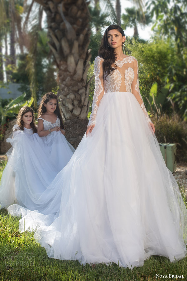 noya bridal riki dalal 2015 style 1109 princess ball gown wedding dress illusion long sleeves lace bodice zoom